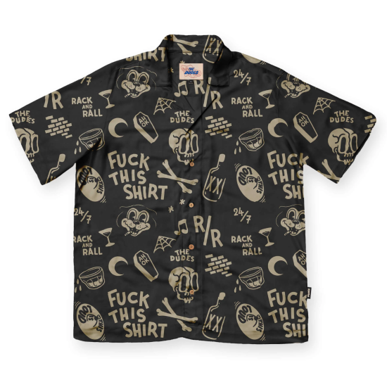 THE DUDES RACK AND RALL HAWAIIN SHIRT BLACK Mαύρο